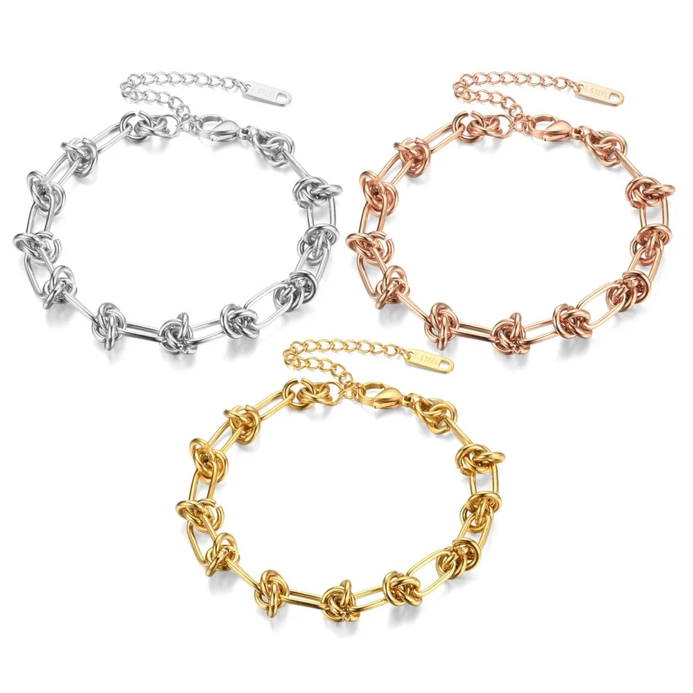 Unisex New Knot Stainless Steel Bracelet Trendy Punk Hip Hop Style Gold Silver Color Chain Bracelet for Men Steampunk Jewelry
Unisex New Knot Stainless Steel Bracelet Trendy Punk Hip Hop Style Gold Silver Color Chain Bracelet for Men Steampunk Jewelry
