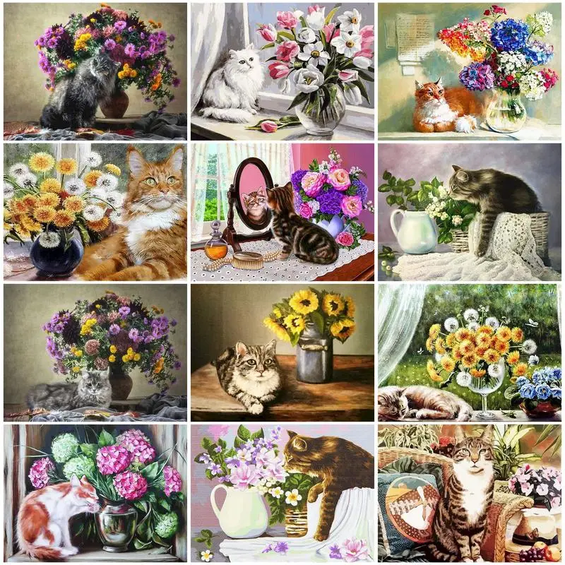 SDOYUNO DIY Painting By Number On Canvas Hand Drawing Flower Cat Picture By Numbers Animal Oil Painting HandPainted Home Decor
SDOYUNO DIY Painting By Number On Canvas Hand Drawing Flower Cat Picture By Numbers Animal Oil Painting HandPainted Home Decor