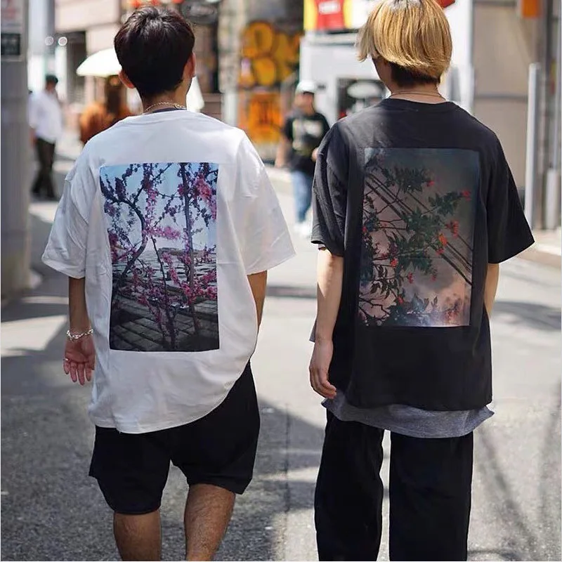 Cotton New Black Top Double Thread Flower Print High Street Men's Women's Summer Loose Short Sleeve T-Shirt
Cotton New Black Top Double Thread Flower Print High Street Men's Women's Summer Loose Short Sleeve T-Shirt
