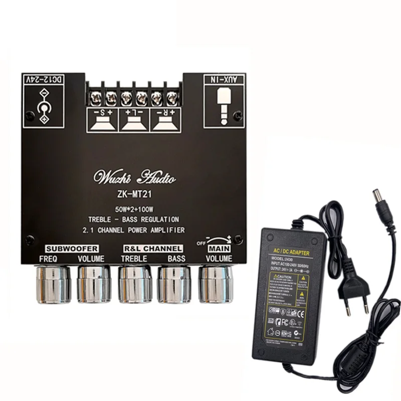 MT21 Amplifier Board Bluetooth-compatible 5.0 Subwoofer 50WX2+100W 2.1 Power Audio Stereo Bass AMP AUX 12V 24V
MT21 Amplifier Board Bluetooth-compatible 5.0 Subwoofer 50WX2+100W 2.1 Power Audio Stereo Bass AMP AUX 12V 24V
