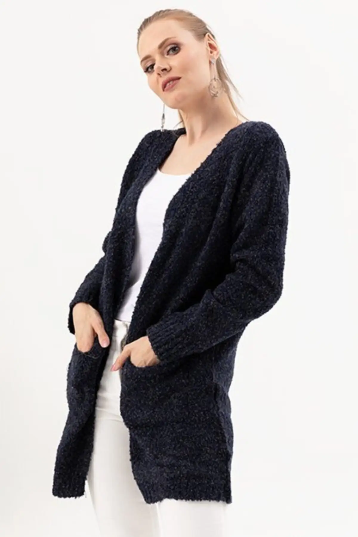 Women's Cardigan Pocket Light Navy Casual Knitted Quality Fashion Cardigan Sweaters Loose Sweater Jumper
Women's Cardigan Pocket Light Navy Casual Knitted Quality Fashion Cardigan Sweaters Loose Sweater Jumper
