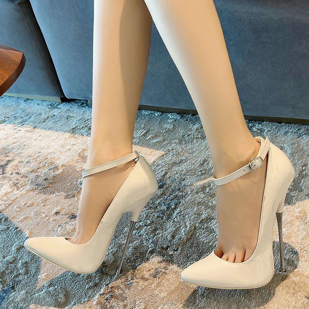 16cm Woman Extreme High Heels White Solid Stilettos Sexy Patent Leather Pumps Fetish SM Gay Ankle Strap Model Unisex Shoes
16cm Woman Extreme High Heels White Solid Stilettos Sexy Patent Leather Pumps Fetish SM Gay Ankle Strap Model Unisex Shoes