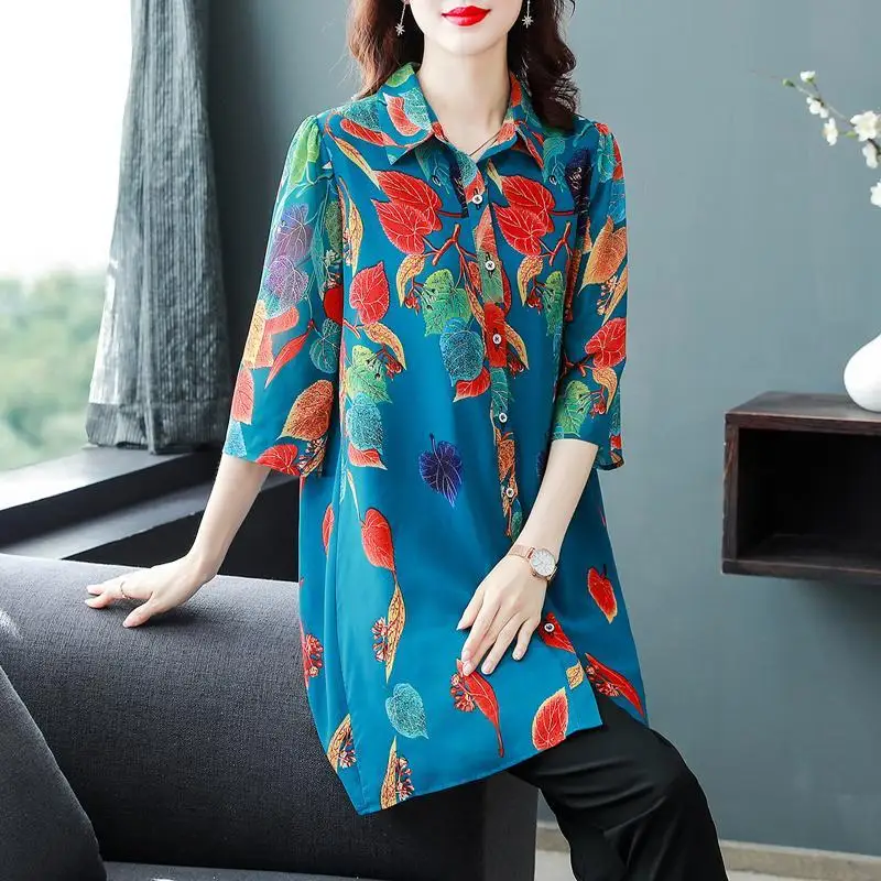 Spring New Women's Clothing Floral Fashion Oversized Loose Lapel Single-breasted Medium and Long Three Quarter Simplicity Shirt
Spring New Women's Clothing Floral Fashion Oversized Loose Lapel Single-breasted Medium and Long Three Quarter Simplicity Shirt