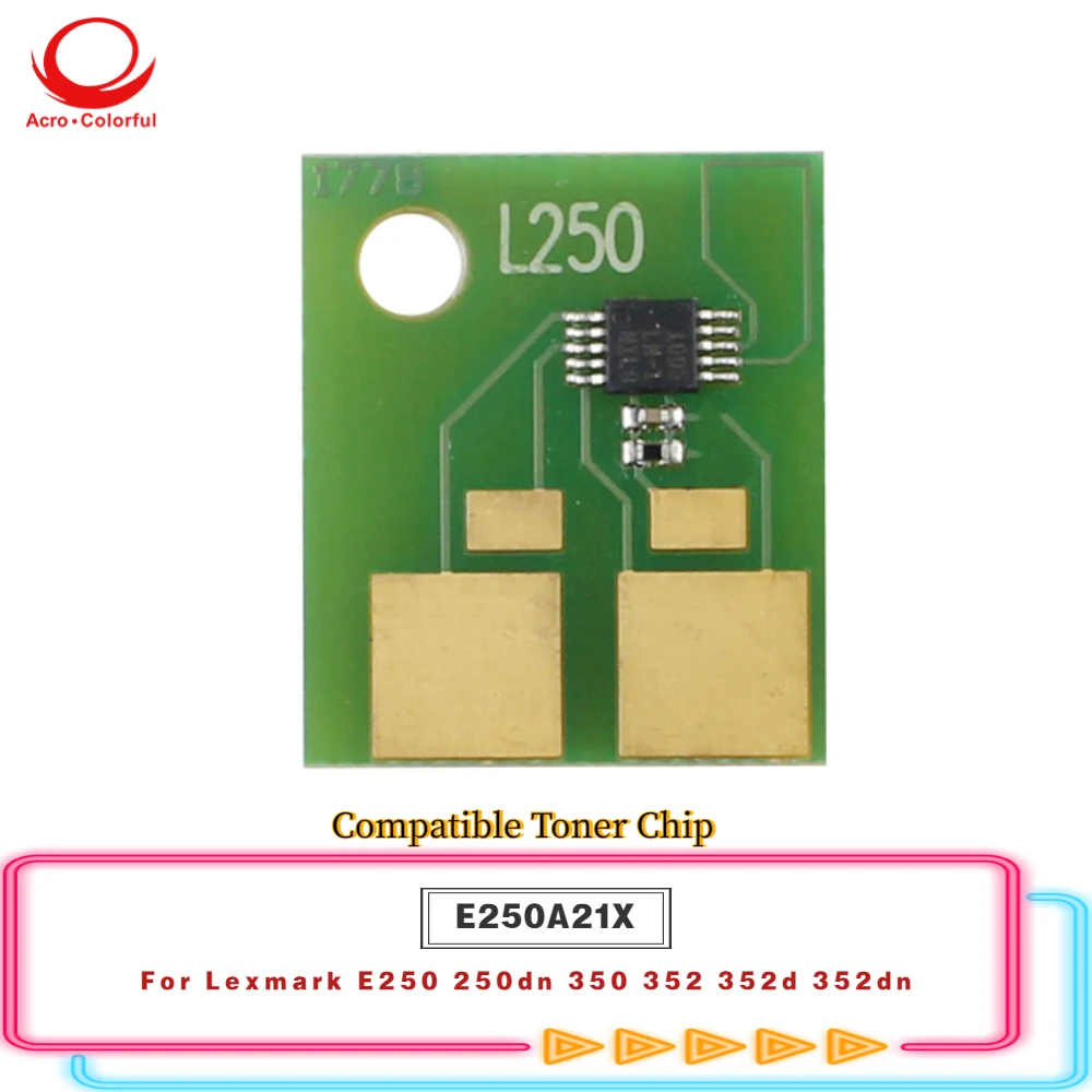 Совместимый чип E250A21X для лазерного принтера Lexmark E250 250dn 350 352 352d 352dn
Совместимый чип E250A21X для лазерного принтера Lexmark E250 250dn 350 352 352d 352dn