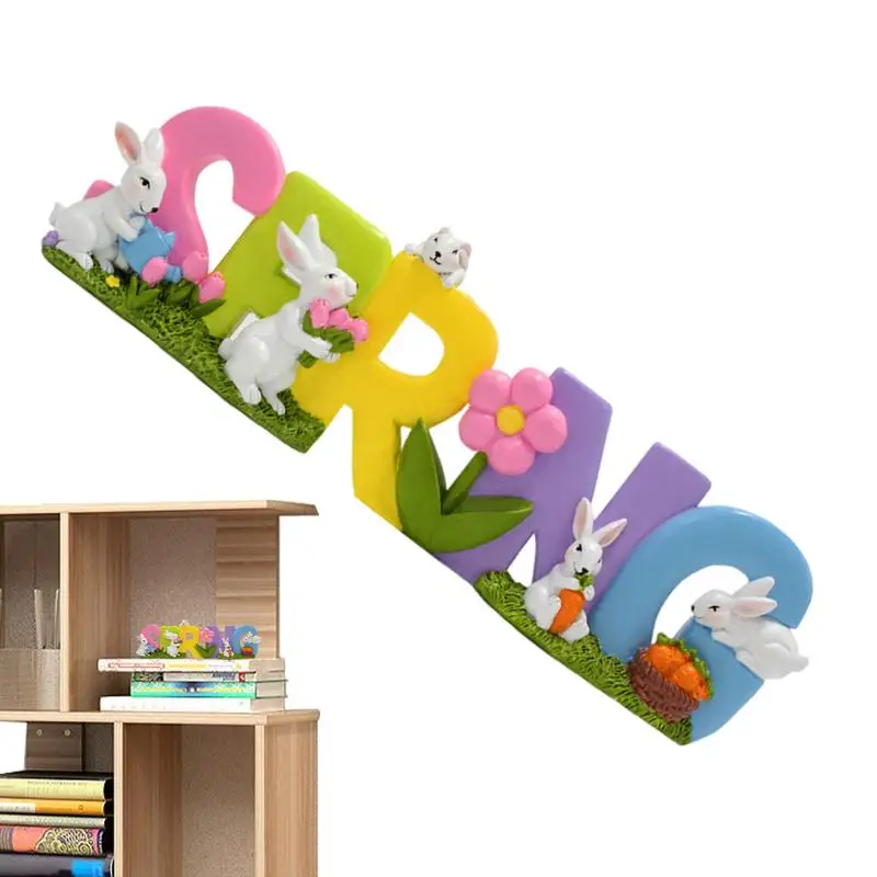 

Garden Spring Statue SPRING Alphabet Vivid Resin Statue Rabbits Outdoor Figurines Home Decor Products For Bookshelf Doorway