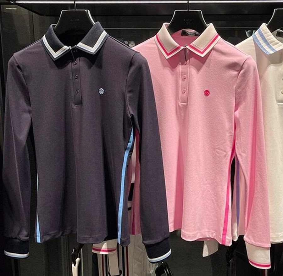 Spring and Autumn 2022 new Golf Ladies long sleeve Tee sports feature quick drying fabric color screw thread lapels
Spring and Autumn 2022 new Golf Ladies long sleeve Tee sports feature quick drying fabric color screw thread lapels