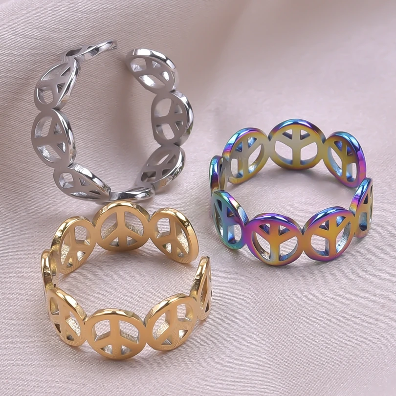 Vintage Love Peace Symbol Round Rings Stainless Steel Adjustable Peace Sign Ring Jewelry For Women Men Fashion Gift Bague Femme
Vintage Love Peace Symbol Round Rings Stainless Steel Adjustable Peace Sign Ring Jewelry For Women Men Fashion Gift Bague Femme