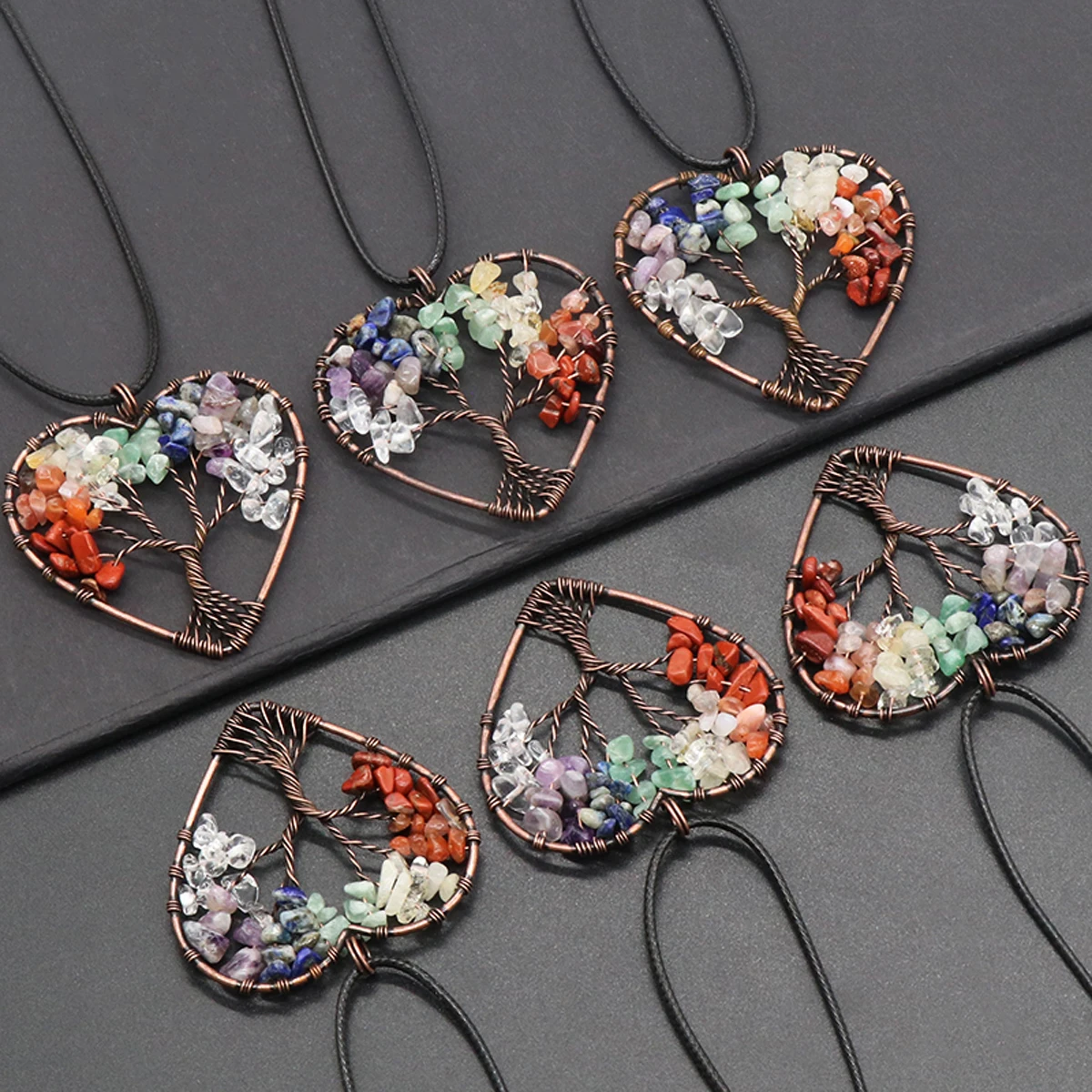 Copper Wire Wrapped Life Tree Shaped Natural Amethyst Agate Crushed Stone Heart Shaped Pendant Necklace Jewelry Accessories Gift
Copper Wire Wrapped Life Tree Shaped Natural Amethyst Agate Crushed Stone Heart Shaped Pendant Necklace Jewelry Accessories Gift