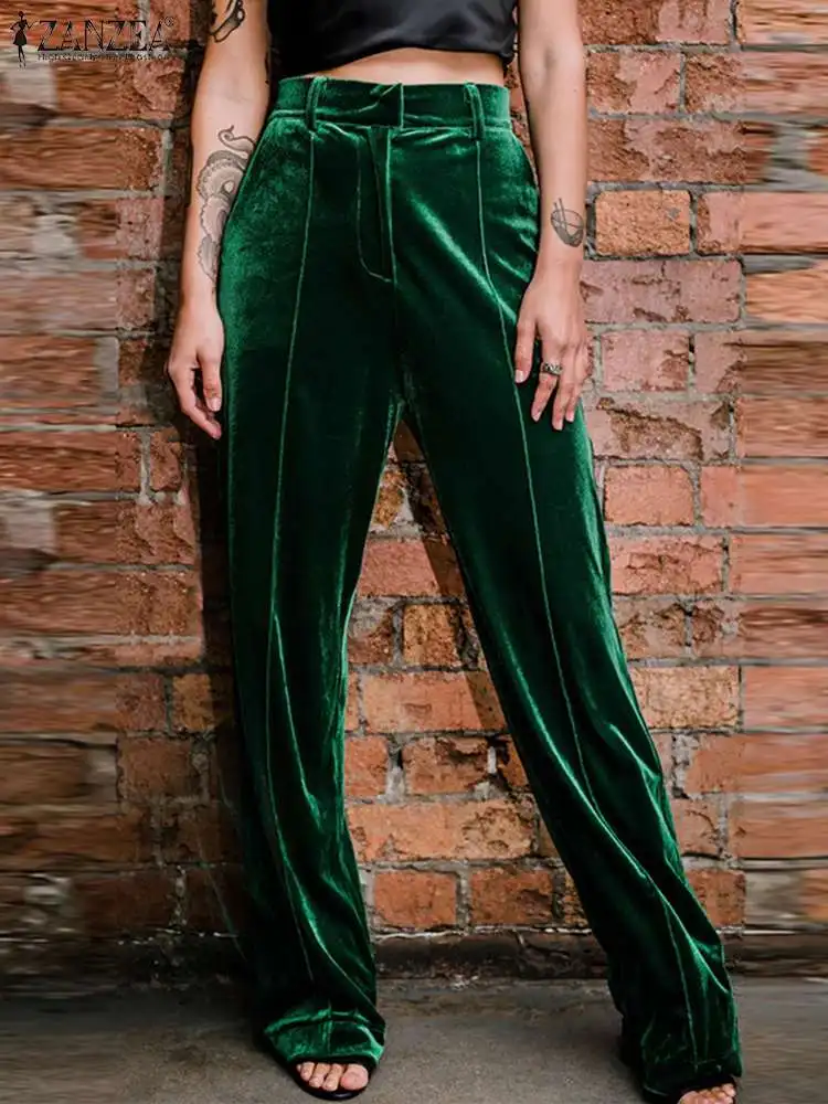ZANZEA Women's Fashion Velvet Loose Trousers Elastic Waist Straight Leg Pants Casual Solid Pantalon Office Lady High Waist Pants
ZANZEA Women's Fashion Velvet Loose Trousers Elastic Waist Straight Leg Pants Casual Solid Pantalon Office Lady High Waist Pants
