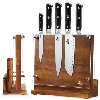 Magnetic Knife Holder With Acrylic Shield Double Side Knife Block Multifunction Storage Knife Stand for Kitchen Cutlery Display