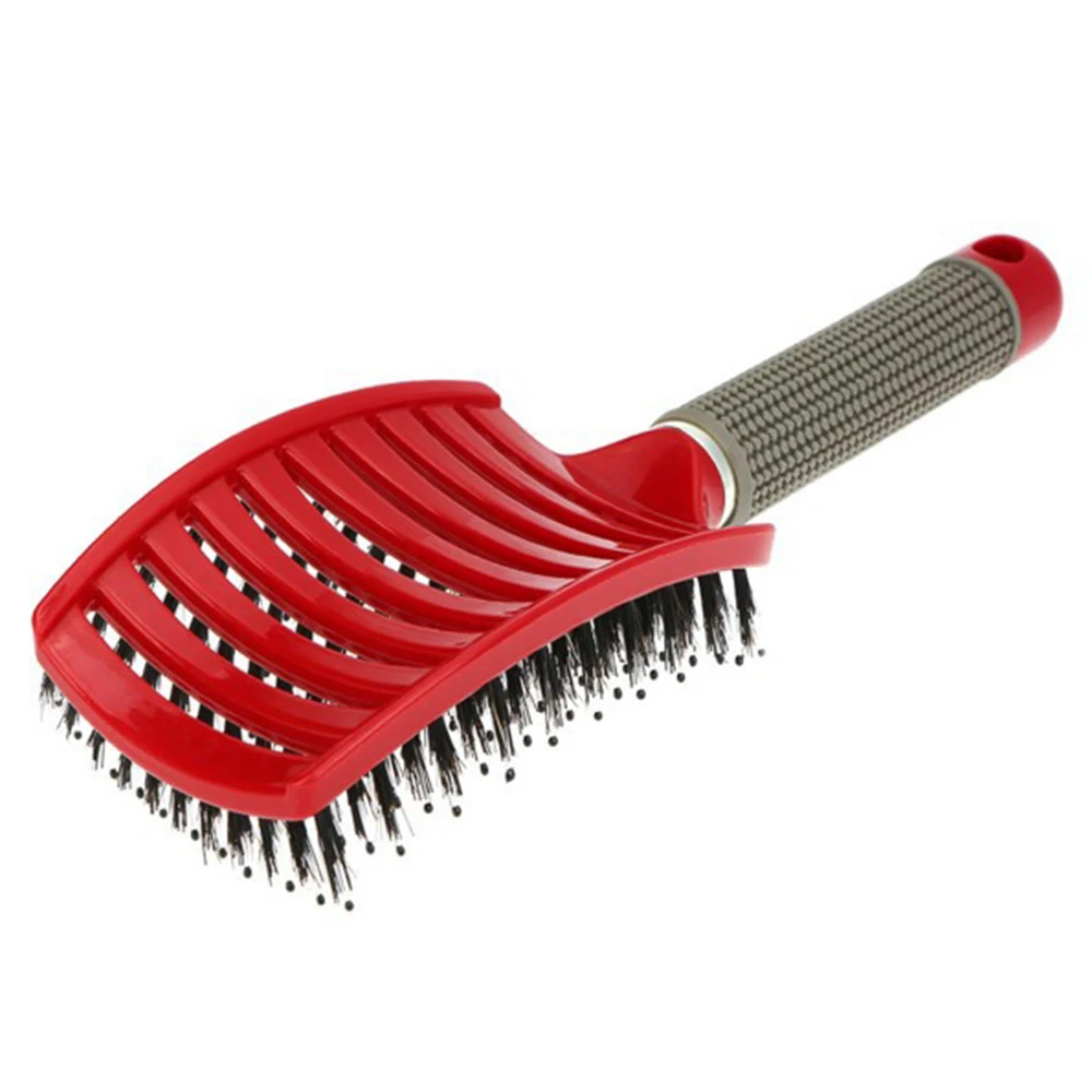 

Pig Bristles Cleaning Big Comb Hair Hair Brush Hair Tools Hairdressing Mane Curved Combs Boar Bristles Curved Plastic Smooth