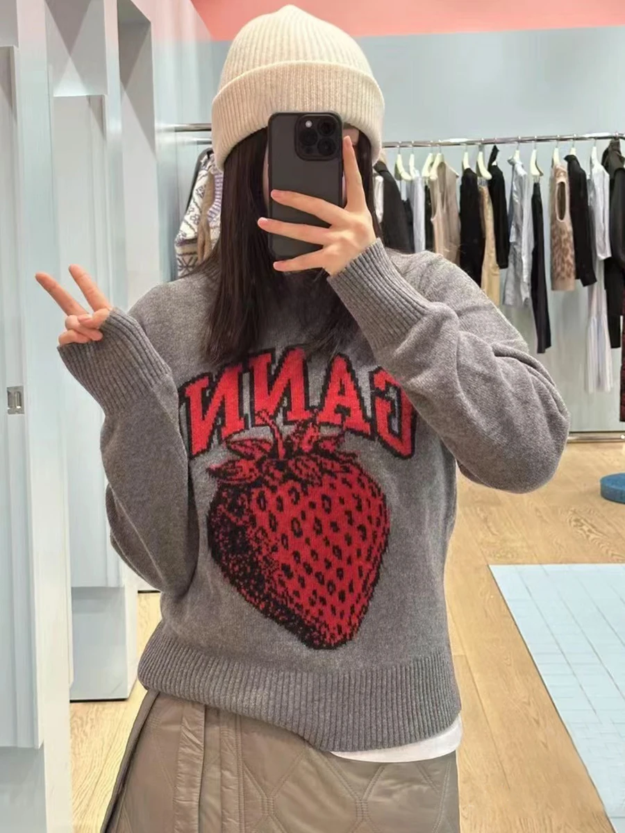 Strawberry Jacquard Sweater Women Clothes Wool Casual Fashion New Pullover Autumn Winter Streetwear Korean Sweater Jumpers
Strawberry Jacquard Sweater Women Clothes Wool Casual Fashion New Pullover Autumn Winter Streetwear Korean Sweater Jumpers