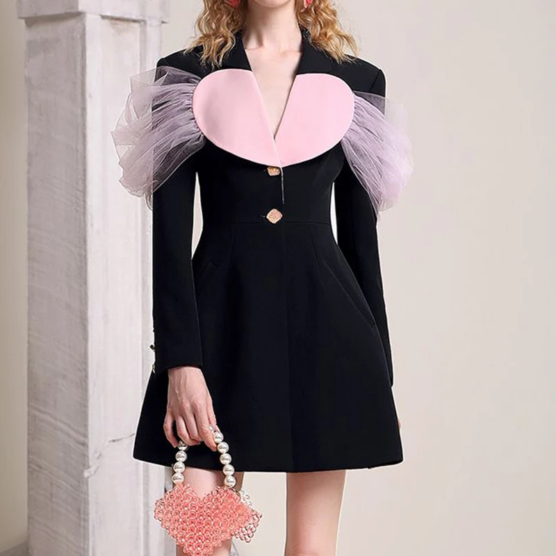 Autumn new style women's small design splicing mesh suit dress dress vestidos de mujer Cotton A-LINE Mid-Calf V-Neck
Autumn new style women's small design splicing mesh suit dress dress vestidos de mujer Cotton A-LINE Mid-Calf V-Neck
