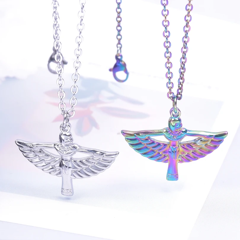 

The Egyptian goddess ISIS Stainless Stee Pendant Necklace for Women Punk Men Choker Long Chain Female Amulet Jewelry Gifts