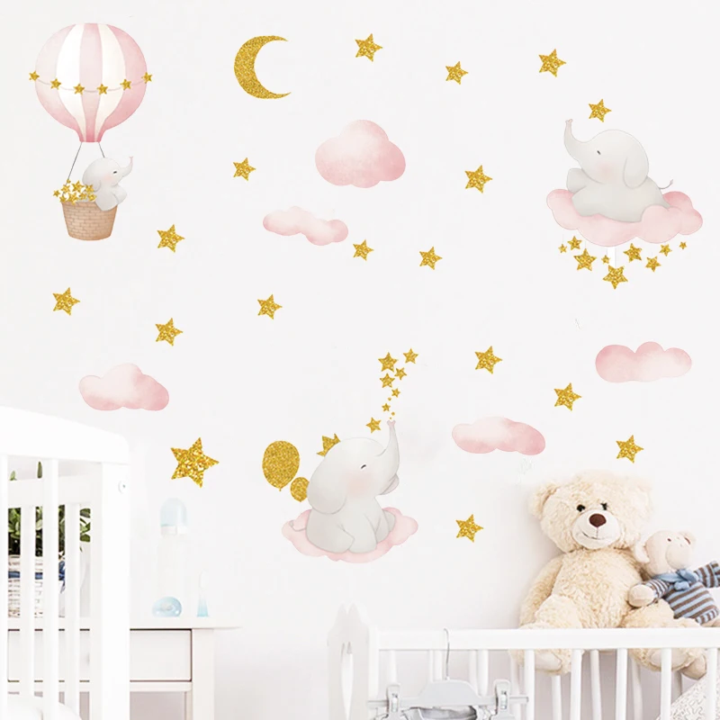 Cute Cartoon Wall Stickers for Kids Rooms Girls Baby Room Decoration Elephant Moon Clour Star Hot Air Balloon Nursery Wallpaper
Cute Cartoon Wall Stickers for Kids Rooms Girls Baby Room Decoration Elephant Moon Clour Star Hot Air Balloon Nursery Wallpaper