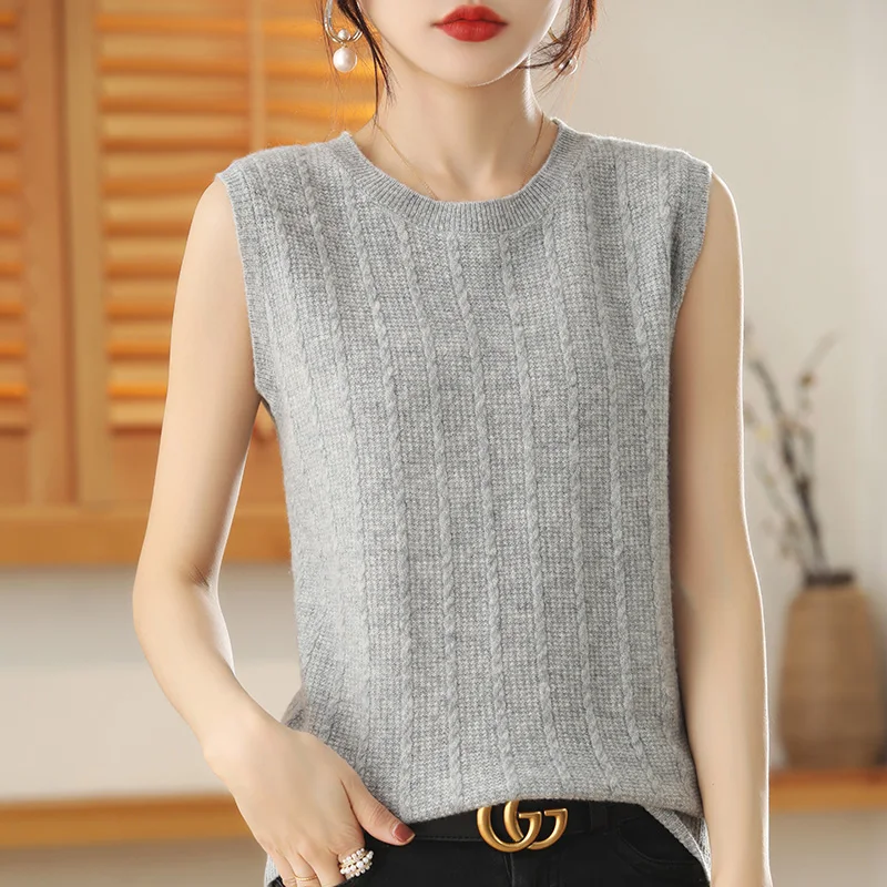 Fashionable all-match short O-neck knitted cashmere wool thin women's vest summer new sleeveless sweater pullover genuine S-XXL
Fashionable all-match short O-neck knitted cashmere wool thin women's vest summer new sleeveless sweater pullover genuine S-XXL