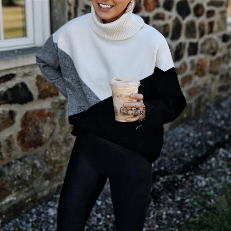 2022 Autumn and Winter New Stitching Women's Sweater High Neck Pullover Commuter Women's Plaid Loose Women Crop Sweater
2022 Autumn and Winter New Stitching Women's Sweater High Neck Pullover Commuter Women's Plaid Loose Women Crop Sweater
