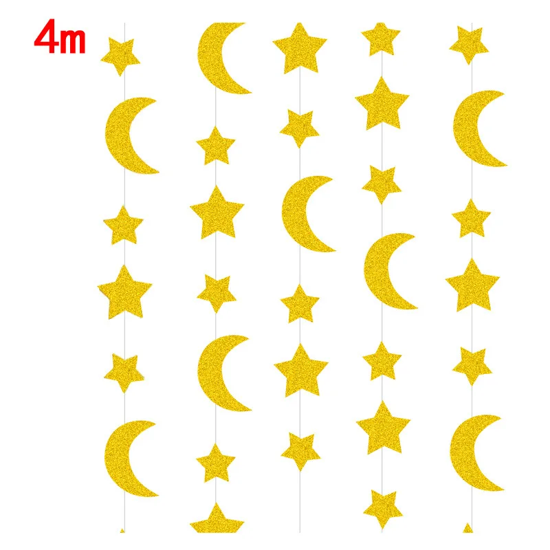 2/4 Meters Star Moon Banner Gold Paper Ramadan Kareem Eid Mubarak Banner Bunting Children's Party Kindergarten Decorations
2/4 Meters Star Moon Banner Gold Paper Ramadan Kareem Eid Mubarak Banner Bunting Children's Party Kindergarten Decorations