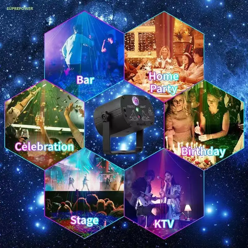 RGB disco lights LED laser strobe stage lights with remote control rechargeable projector Christmas holiday wedding party GL416
RGB disco lights LED laser strobe stage lights with remote control rechargeable projector Christmas holiday wedding party GL416