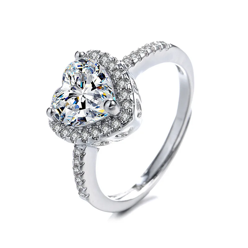 Love Heart Cute Wedding Engagement Ring for Women Micro Pave CZ Crystal Sliver Color Dainty Adjustable Open Ring Fashion Jewelry
Love Heart Cute Wedding Engagement Ring for Women Micro Pave CZ Crystal Sliver Color Dainty Adjustable Open Ring Fashion Jewelry