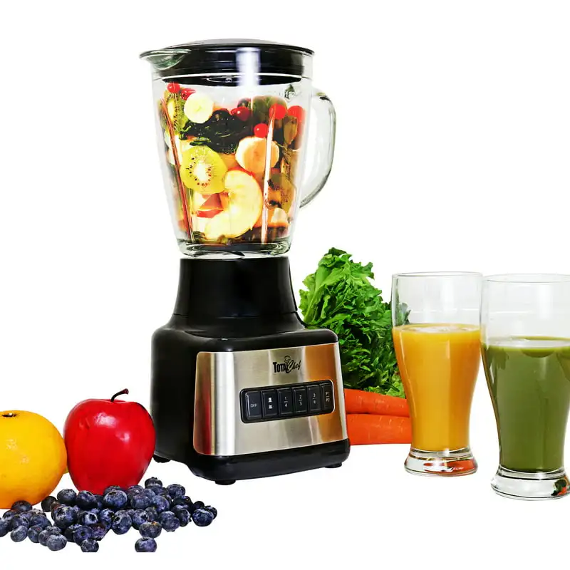 

6-Speed Countertop Blender, 51 oz Glass Jar, 2 Pulse Options, 500 W, Stainless Steel Blades, Auto-Clean Function, Puree, Crush,