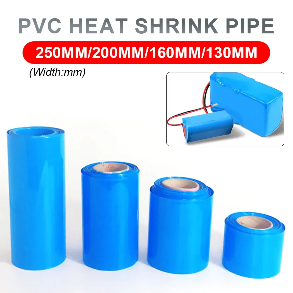 

1KG PVC Heat Shrink Tube Pack For 18650 Lipo Battery Insulated Film 130-250mm Blue Shrink Tubing Wrap Lithium Case Cable Sleeve