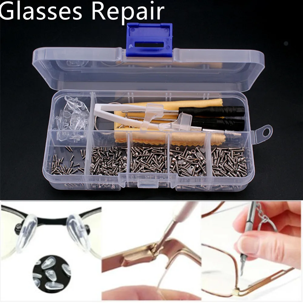 

516Pcs Spectacle Repair Kit Nose Tab Sunglasses Eyeglass Screw Screwdriver Glasses