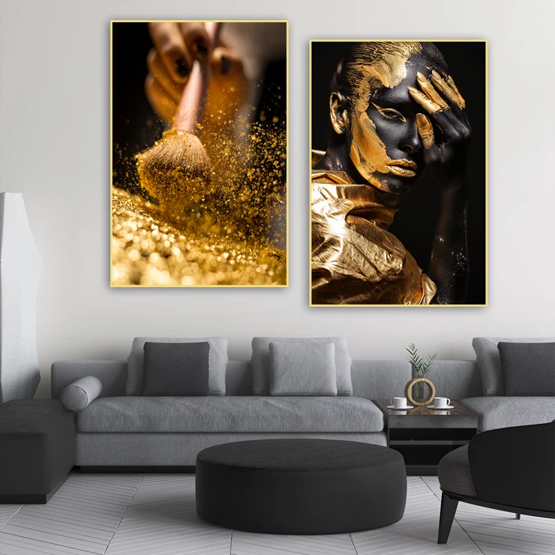 Golden Brush and Woman Canvas Paintings Wall Art Modern Home Decor Pictures Gold Posters and Prints Cuadros Living Room Mural
Golden Brush and Woman Canvas Paintings Wall Art Modern Home Decor Pictures Gold Posters and Prints Cuadros Living Room Mural
