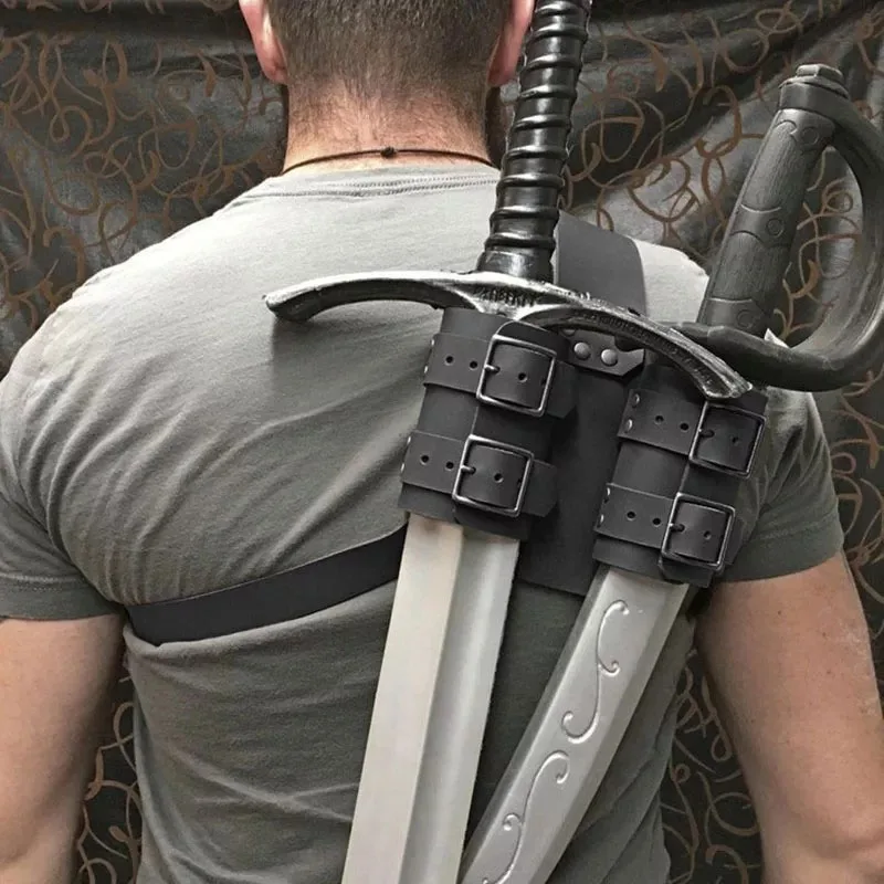 Medieval Witcher Double Back Scabbard For Sword Cutlass Holder Viking Pirate Warrior Leather Sheath Holster Cosplay Larp Costume
Medieval Witcher Double Back Scabbard For Sword Cutlass Holder Viking Pirate Warrior Leather Sheath Holster Cosplay Larp Costume