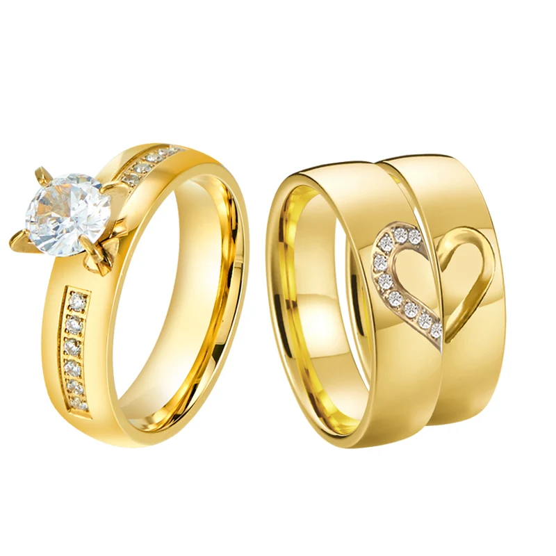 3pcs Love Heart Wedding Engagement Rings Couple Set for Men And Women Western CZ diamond African dubai 24k gold plated jewelry
3pcs Love Heart Wedding Engagement Rings Couple Set for Men And Women Western CZ diamond African dubai 24k gold plated jewelry