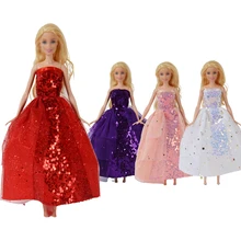 2 Sets Pack Dresses for 30cm Dolls Fashion Shiny Sequins Party Wear Wedding Gown Dollhouse Miniature Item Accessories for Barbie