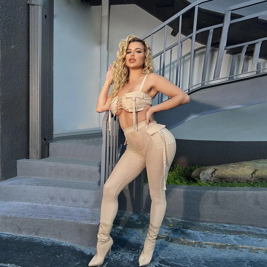 2022 Summer Women's New Sexy Sleeveless Vest Suspender Top Splicing Mesh Pants Suit Women
2022 Summer Women's New Sexy Sleeveless Vest Suspender Top Splicing Mesh Pants Suit Women