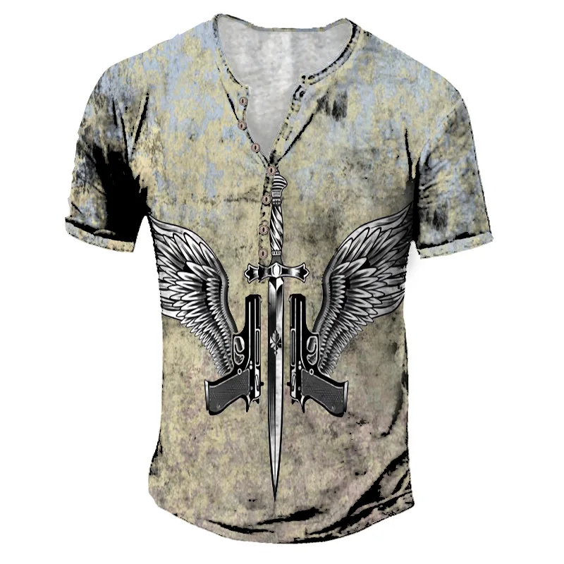 Summer Men's T-shirt 3D Printed Short Sleeve Henley Shirt Cotton V-neck gun T Shirt 5xl Oversized Tees Tops Men Punk Streetwear
Summer Men's T-shirt 3D Printed Short Sleeve Henley Shirt Cotton V-neck gun T Shirt 5xl Oversized Tees Tops Men Punk Streetwear