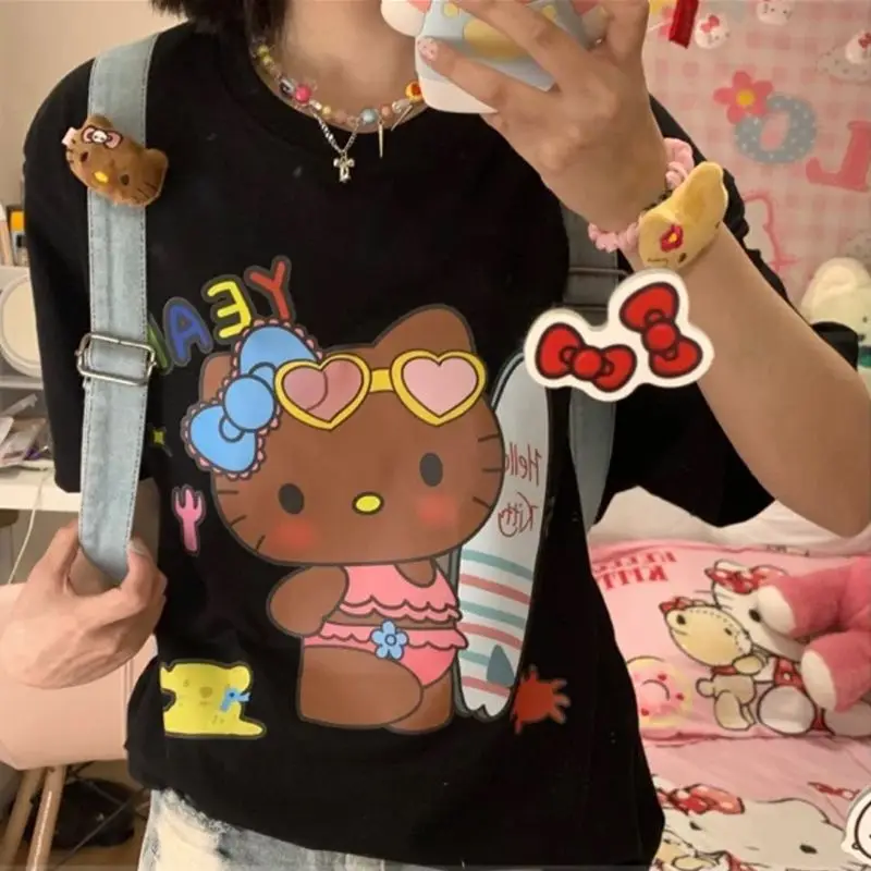 Sanrio Kawali Hawaii Hellokitty Short Sleeve T-Shirt Round Neck Comfortable Trend Versatile Ins Cartoon Birthday Gift For Girls
Sanrio Kawali Hawaii Hellokitty Short Sleeve T-Shirt Round Neck Comfortable Trend Versatile Ins Cartoon Birthday Gift For Girls