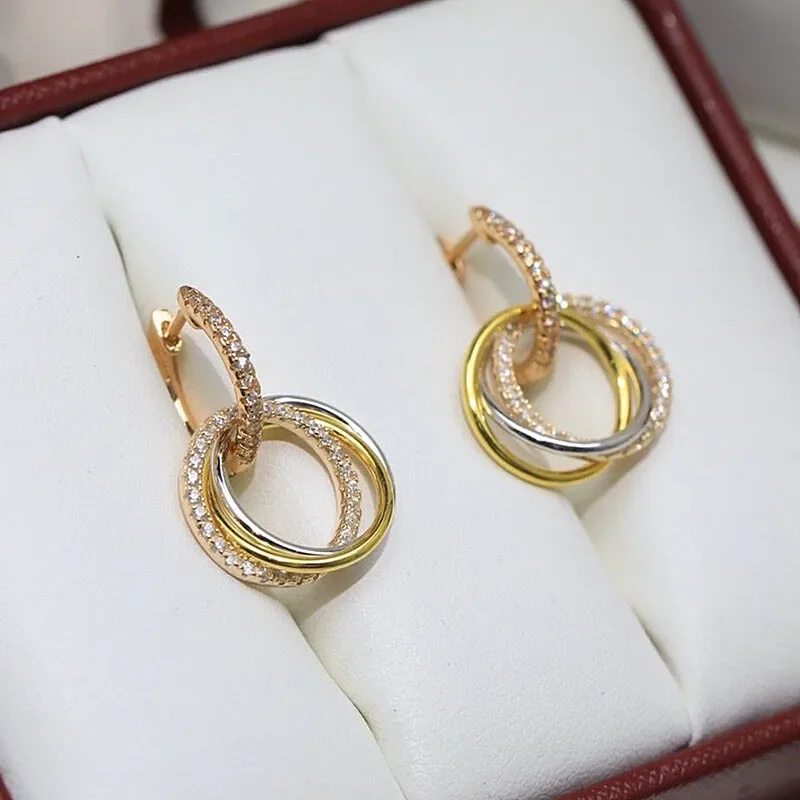 Hot Selling Classic 925 Sterling Silver Three-Ring Diamond Earrings Ladies Personality Fashion Luxury Brand Jewelry Party Gift 
Hot Selling Classic 925 Sterling Silver Three-Ring Diamond Earrings Ladies Personality Fashion Luxury Brand Jewelry Party Gift