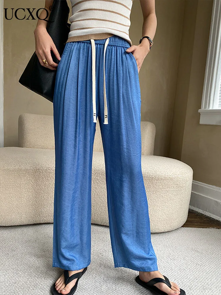 UCXQ Temperament Drawstring High Waist Full Length Pants For Women Casual Solid Color Wide Leg Trousers 2023 Autumn New 23A4376
UCXQ Temperament Drawstring High Waist Full Length Pants For Women Casual Solid Color Wide Leg Trousers 2023 Autumn New 23A4376