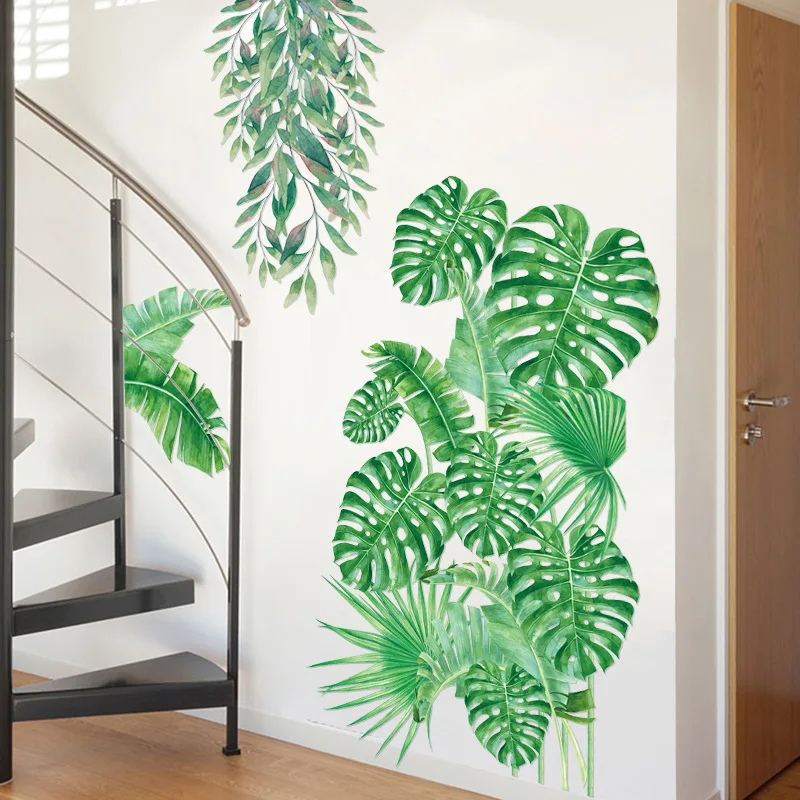 

1 шт. DIY Тропические Зеленые пальмовые листья, наклейка на стену, современное искусство, наклейка, виниловая настенная наклейка для детской к...
