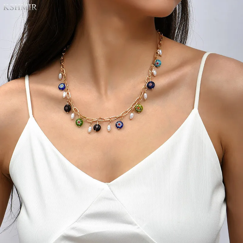 Bohemian trend handmade pearl glass necklace European and American style creative personality beaded pendant ornaments
Bohemian trend handmade pearl glass necklace European and American style creative personality beaded pendant ornaments