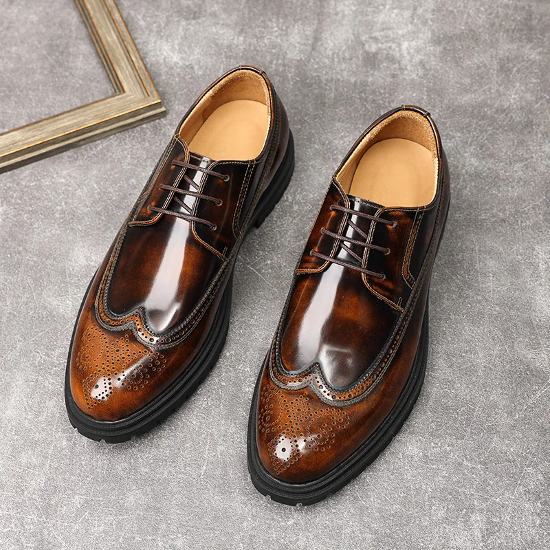 Round Head Men Dress Italian Genuine Leather Shoes Brogue Fashion Lace Up Wedding Business Shoes Formal Black Party Oxford Shoe
Round Head Men Dress Italian Genuine Leather Shoes Brogue Fashion Lace Up Wedding Business Shoes Formal Black Party Oxford Shoe