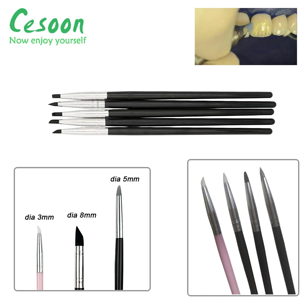 

5Pcs/Set Dental Silicone Shaping Pens Resin Art Brush Adhesive Tools Composite Cement Porcelain Teeth Tool Oral Dentistry Lab