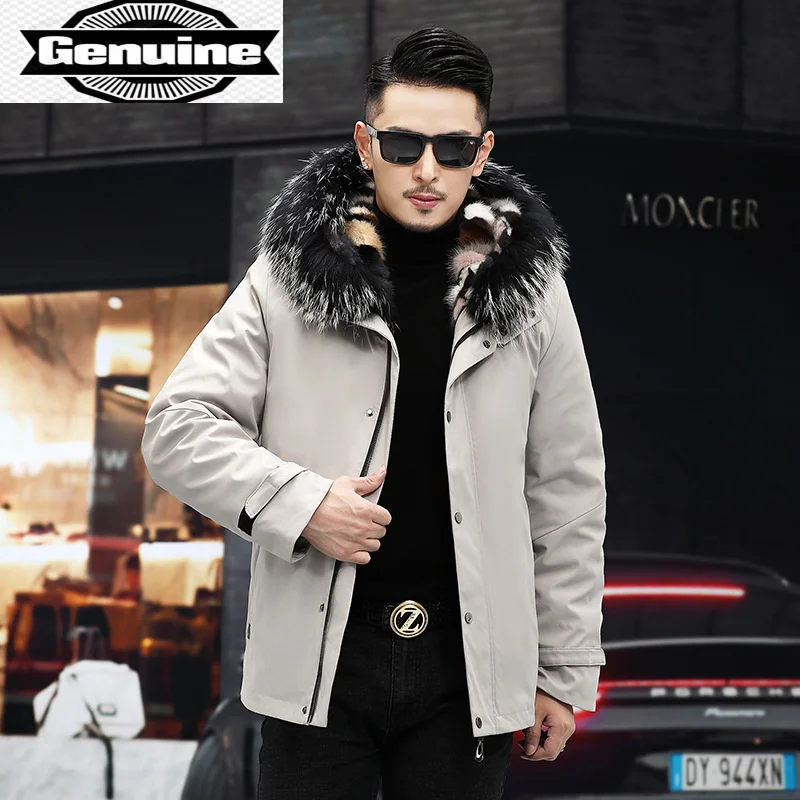 

Liner Winter Real Mink Fur Coat Men 2023 Warm Thick Raccoon Fur Collar Jackets Male Hooded Parka Casaco Masculino Gxy230