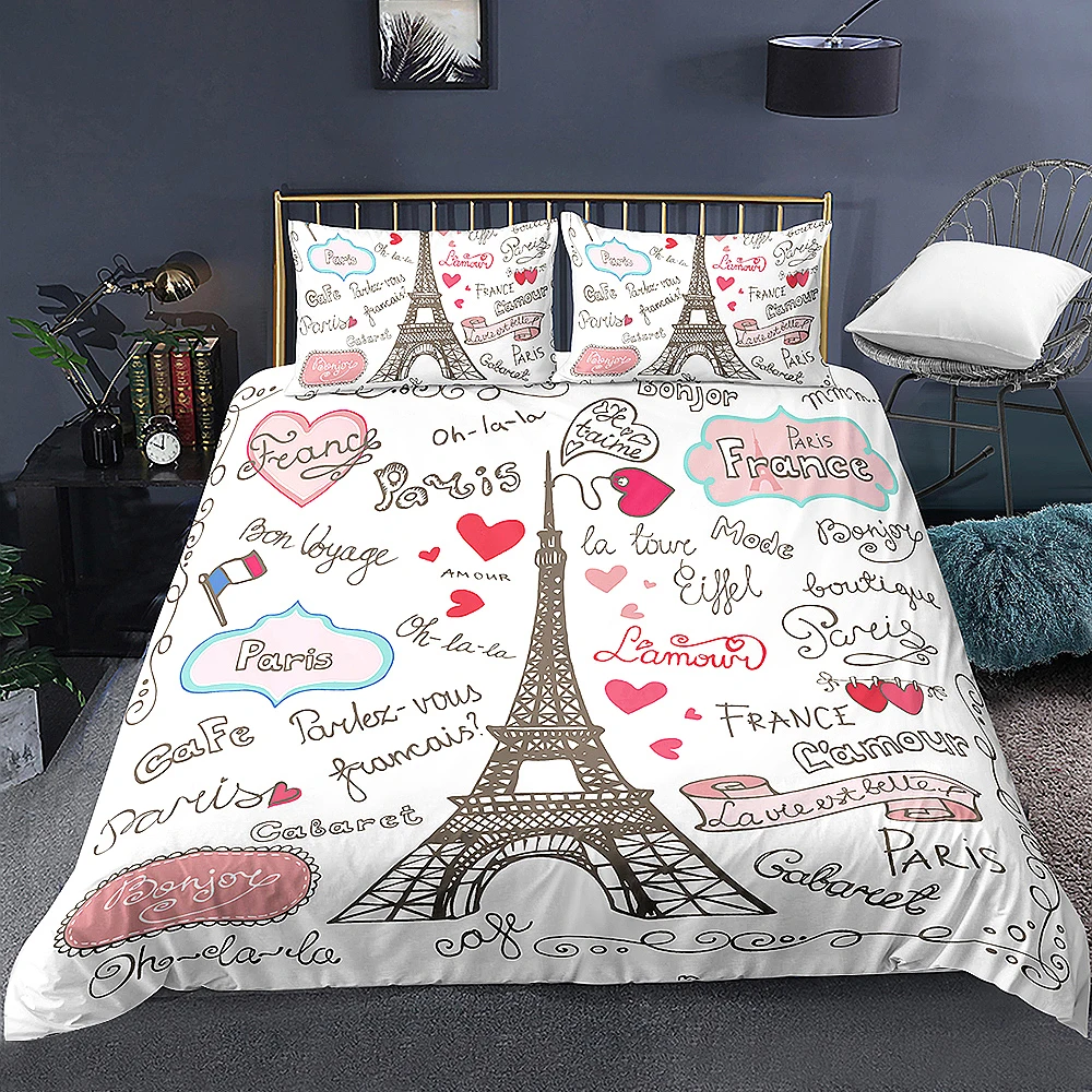 2/3Pcs Duvet Cover Set Decorative Microfiber Polyester Bedding Set Paris Eiffel-Tower Comforter Cover with Pillow Sham
2/3Pcs Duvet Cover Set Decorative Microfiber Polyester Bedding Set Paris Eiffel-Tower Comforter Cover with Pillow Sham
