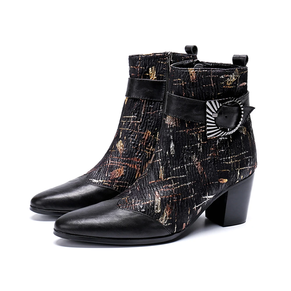 Black Red Patchwork Buckle Genuine Leather Thick High Heels Pointed Toe Zipper Boots Male Plus Size British Style Dress Shoes
Black Red Patchwork Buckle Genuine Leather Thick High Heels Pointed Toe Zipper Boots Male Plus Size British Style Dress Shoes