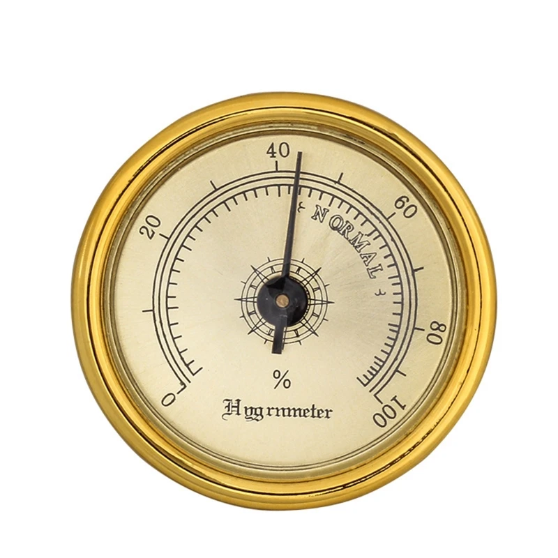 

Mini Hygrometer Analog Hygrometer Mechanical Round Hygrometer Humidity Gauge for Cabinet Cans, 1.77 Inch ( Gold )