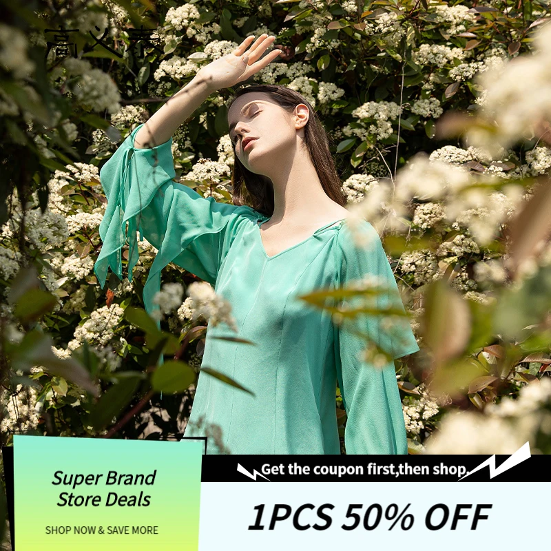 30 Momme Heavyweight Sand Washed Silk Detachable Loose-Leaf Dual Purpose Long Sleeve V-Neck Grass Green Original T-Shirt BY222 
30 Momme Heavyweight Sand Washed Silk Detachable Loose-Leaf Dual Purpose Long Sleeve V-Neck Grass Green Original T-Shirt BY222