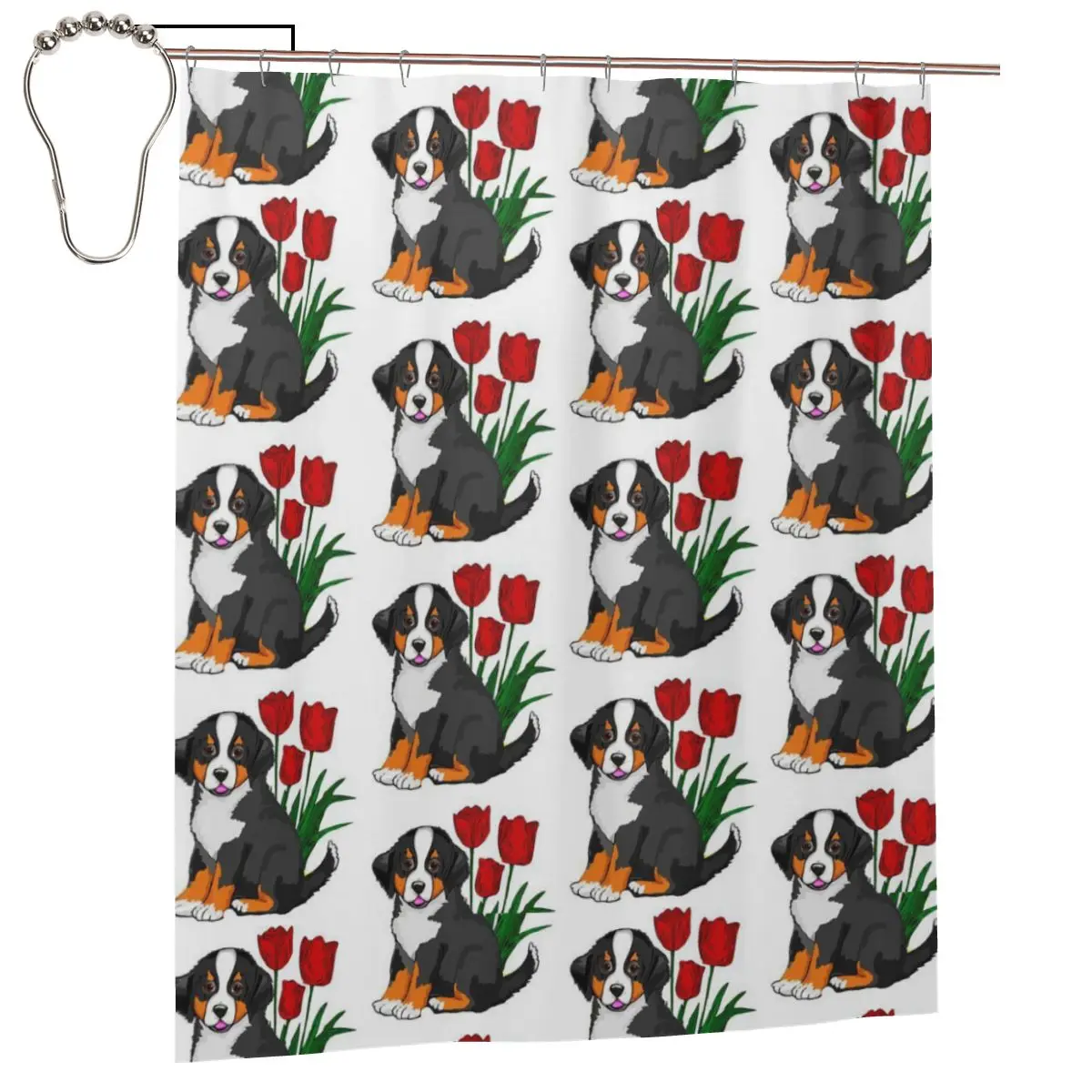 

Bernese Mountain Dog Shower Curtain for Bathroon Personalized Funny Bath Curtain Set with Iron Hooks Home Decor Gift 60x72in