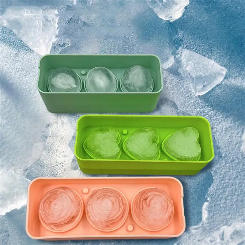 

Scale Line Tray With Lid 3 Grids Ice Mould Household Ice Puck Mold Kitchen Tool Food Grade Ice Mold 3d High Huality