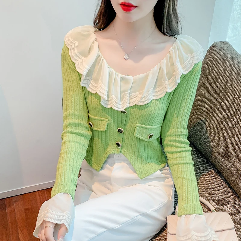 COIGARSAM Shirt Womens Tops Spring 2022 Ruffles Patchwork Long Sleeve Flare Sleeve V-Neck Women Shirts Dropshipping
COIGARSAM Shirt Womens Tops Spring 2022 Ruffles Patchwork Long Sleeve Flare Sleeve V-Neck Women Shirts Dropshipping