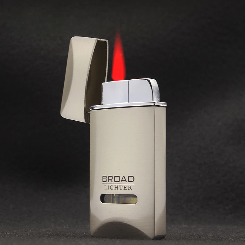 

Red fire windproof inflatable lighter Visual gas chamber Electroplating and drawing