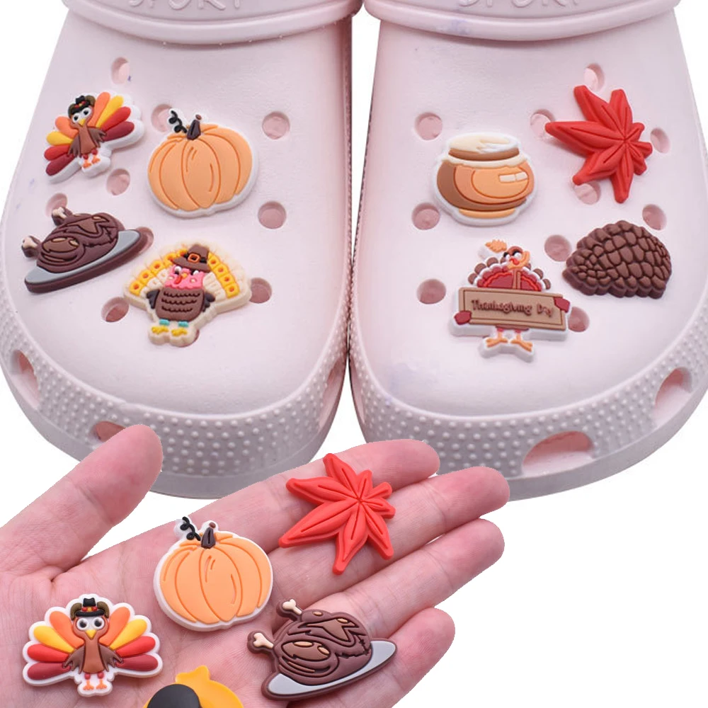 Wholesale 1pcs PVC Shoe Charms for Crocs Thanksgiving Day Women Sandals Buckle Kids Pins Decoration Jeans Accessories X-mas Gift
Wholesale 1pcs PVC Shoe Charms for Crocs Thanksgiving Day Women Sandals Buckle Kids Pins Decoration Jeans Accessories X-mas Gift